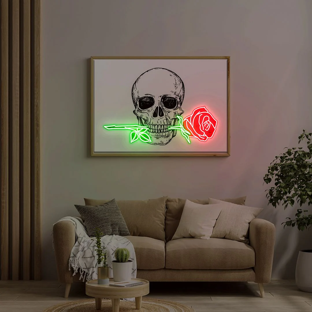 Custom Neon Signs Mounted on Canvas for Living Room Decor